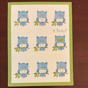 Vintage Hallmark Blue Owl Invitations